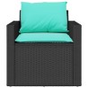 Salon de jardin 4 pcs avec coussins noir résine tressée 617779617779