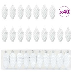 Boule de Pomme de Pin de Noël 40 pcs Blanc Plastique 617783617783