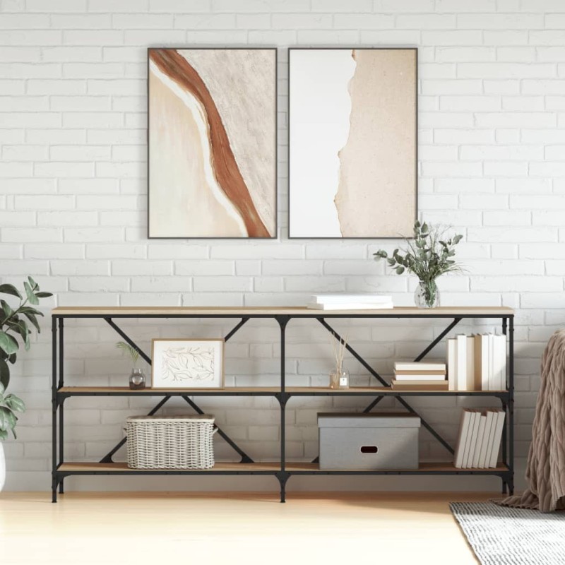 Table console chêne sonoma 180x30x75cm bois d'ingénierie et fer 617787617787