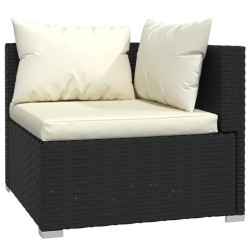 Salon de jardin 4 pcs avec coussins Noir Résine tressée 617797617797