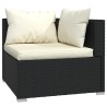 Salon de jardin 4 pcs avec coussins Noir Résine tressée 617797617797