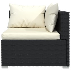 Salon de jardin 4 pcs avec coussins Noir Résine tressée 617797617797