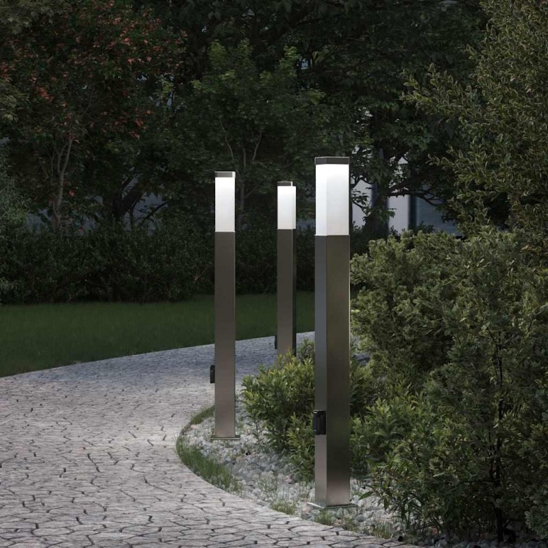 Bornes lumineuses avec sortie lot de 3 80 cm acier inoxydable IP44 617800617800