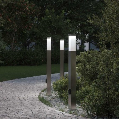 Bornes lumineuses avec sortie lot de 3 80 cm acier inoxydable IP44 617800617800