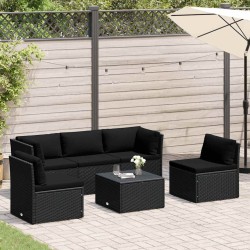 Salon de jardin 4 pcs avec coussins Résine tressée Noir 617804617804