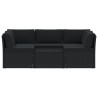 Salon de jardin 4 pcs avec coussins Résine tressée Noir 617804617804