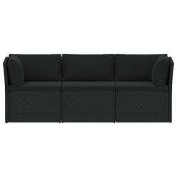 Salon de jardin 4 pcs avec coussins Résine tressée Noir 617804617804