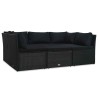 Salon de jardin 4 pcs avec coussins Résine tressée Noir 617804617804