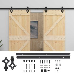Porte coulissante 2 pcs Naturel et noir Bois de pin massif 617827617827