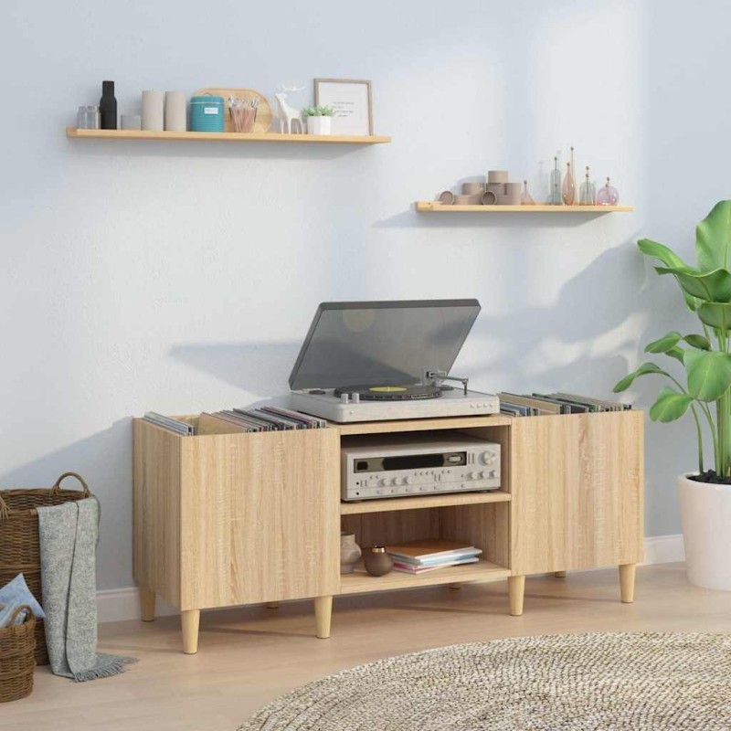Meuble à disques Chêne Sonoma 121x38x48 cm Bois d'ingénierie 617831617831