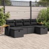 Salon de jardin 6 pcs avec coussins noir résine tressée 617861617861