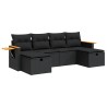 Salon de jardin 6 pcs avec coussins noir résine tressée 617861617861