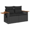 Salon de jardin 6 pcs avec coussins noir résine tressée 617861617861