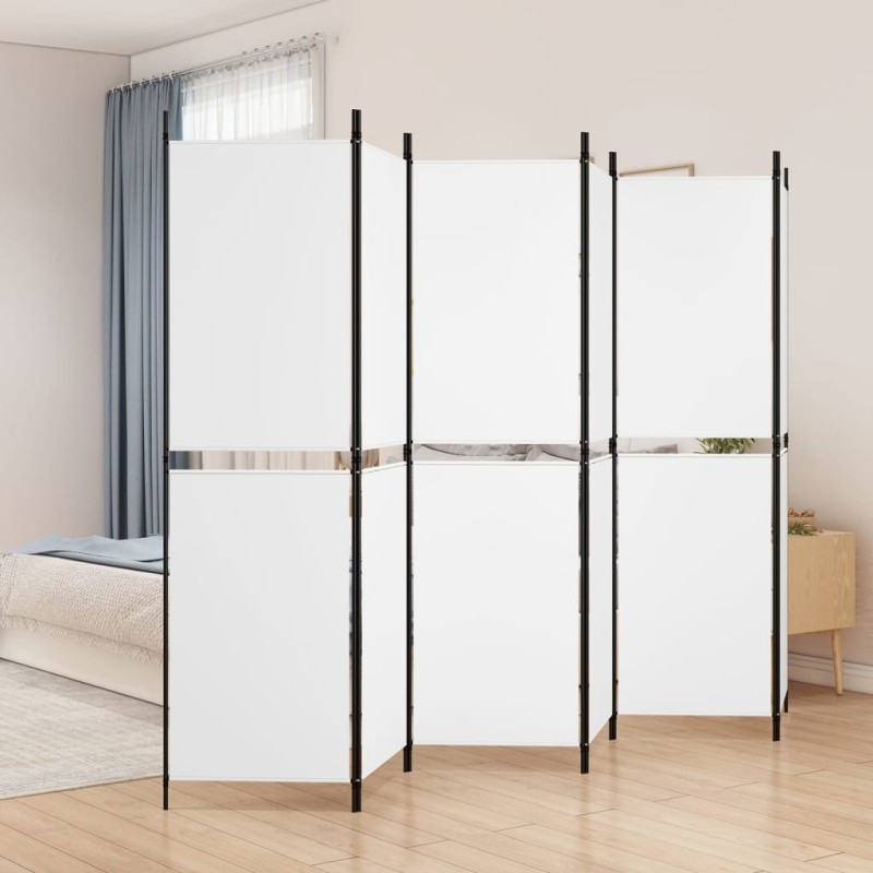 Cloison de séparation 6 panneaux Blanc 300x180 cm Tissu 617888617888