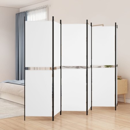 Cloison de séparation 6 panneaux Blanc 300x180 cm Tissu 617888617888
