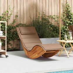 Chaise longue à bascule avec coussin en bois d'acacia massif 617892617892