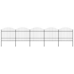Clôture de jardin avec dessus en forme de lance en acier 892,5 x 175 cm Noir 617898617898