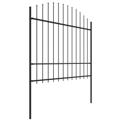 Clôture de jardin avec dessus en forme de lance en acier 892,5 x 175 cm Noir 617898617898