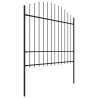 Clôture de jardin avec dessus en forme de lance en acier 892,5 x 175 cm Noir 617898617898