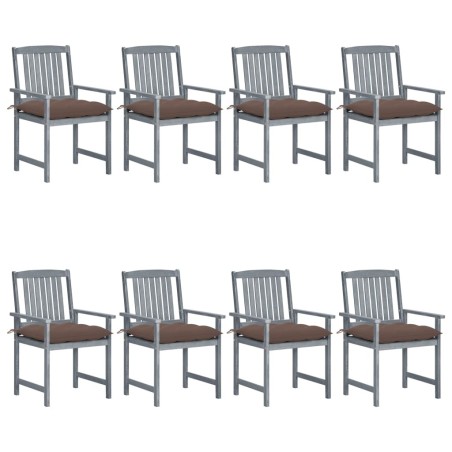 Chaises de jardin et coussins lot de 8 Bois acacia solide Gris 617919617919