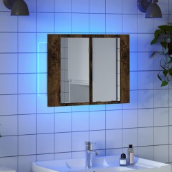 Armoire à miroir LED Chêne fumé 60x12x45 cm Bois d'ingénierie 617922617922