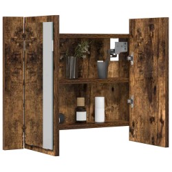 Armoire à miroir LED Chêne fumé 60x12x45 cm Bois d'ingénierie 617922617922