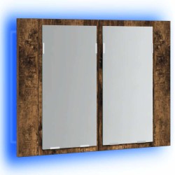 Armoire à miroir LED Chêne fumé 60x12x45 cm Bois d'ingénierie 617922617922
