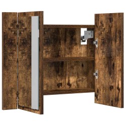 Armoire à miroir LED Chêne fumé 60x12x45 cm Bois d'ingénierie 617922617922