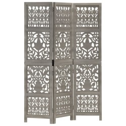 Cloison de séparation 3 panneaux Gris 120x165 cm Bois manguier 617927617927
