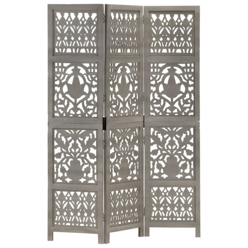 Cloison de séparation 3 panneaux Gris 120x165 cm Bois manguier 617927617927