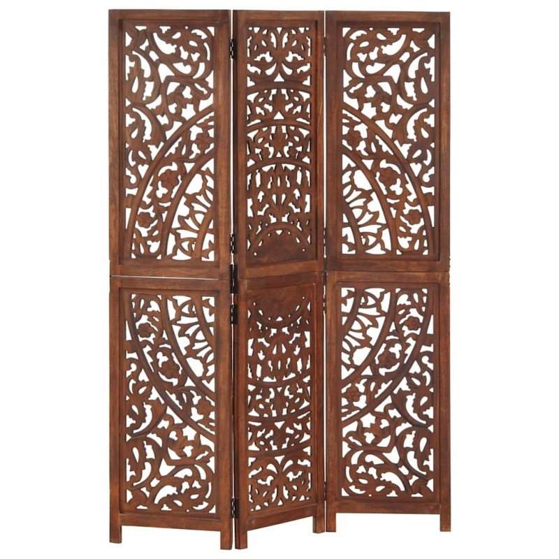 Cloison de séparation 3 panneaux Marron 120x165cm Bois manguier 617928617928