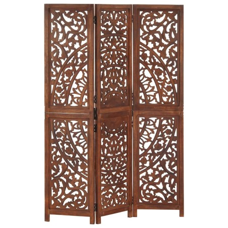 Cloison de séparation 3 panneaux Marron 120x165cm Bois manguier 617928617928