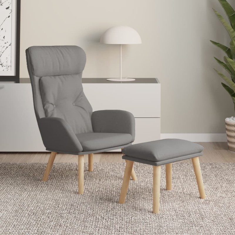 Chaise de relaxation avec repose-pied Gris clair Tissu 617931617931