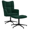 Chaise de relaxation avec tabouret Vert foncé Velours 617932617932