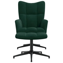 Chaise de relaxation avec tabouret Vert foncé Velours 617932617932