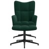 Chaise de relaxation avec tabouret Vert foncé Velours 617932617932
