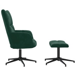 Chaise de relaxation avec tabouret Vert foncé Velours 617932617932