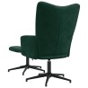 Chaise de relaxation avec tabouret Vert foncé Velours 617932617932