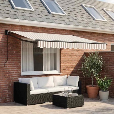 Auvent rétractable Gris clair et blanc 3 x 2,5 m 617936617936