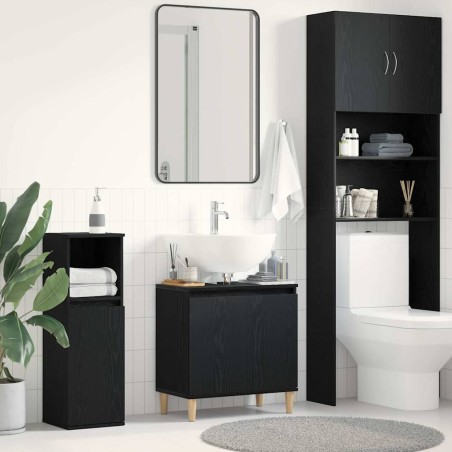 Meuble de Lavabo de Salle de Bain Chêne noir 58 x 33 x 60 cm 617947617947