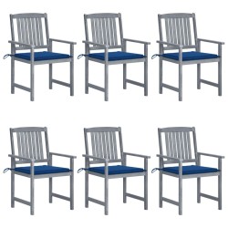 Chaises de jardin et coussins lot de 6 Bois acacia massif Gris 617949617949