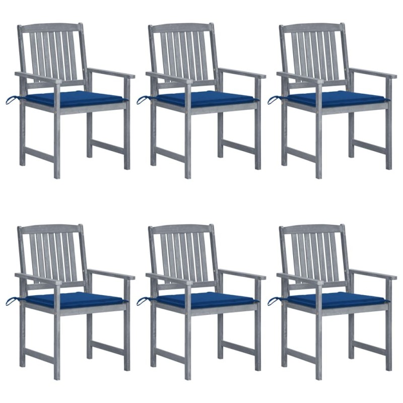 Chaises de jardin et coussins lot de 6 Bois acacia massif Gris 617949617949