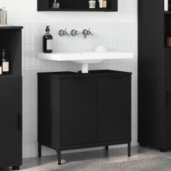 Meuble de Lavabo de Salle de Bain Noir 60,5 x 33,5 x 61 cm 617956617956