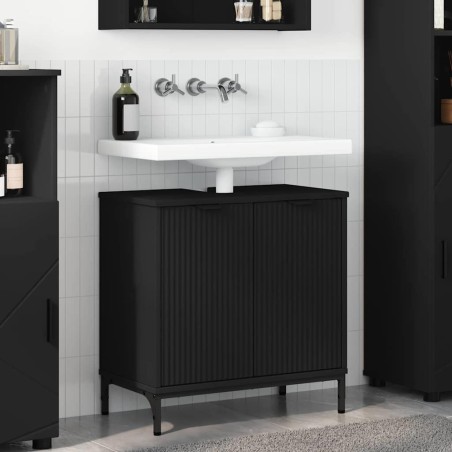 Meuble de Lavabo de Salle de Bain Noir 60,5 x 33,5 x 61 cm 617956617956