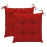 Chaises de jardin lot de 2 et coussins rouge Bois teck massif 617957617957