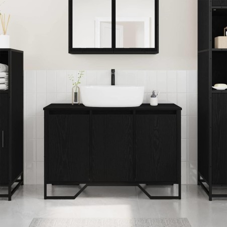 Meuble de Lavabo de Salle de Bain Chêne noir 91 x 35 x 60 cm 617962617962