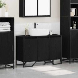 Meuble de Lavabo de Salle de Bain Chêne noir 91 x 35 x 60 cm 617962617962