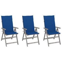 Chaises inclinables de jardin lot de 3 et coussins Bois acacia 617963617963
