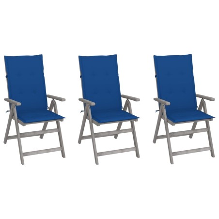 Chaises inclinables de jardin lot de 3 et coussins Bois acacia 617963617963