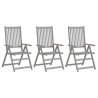 Chaises inclinables de jardin lot de 3 et coussins Bois acacia 617963617963